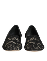 Dolce & Gabbana Black Taormina Lace Slip On Flats Shoes